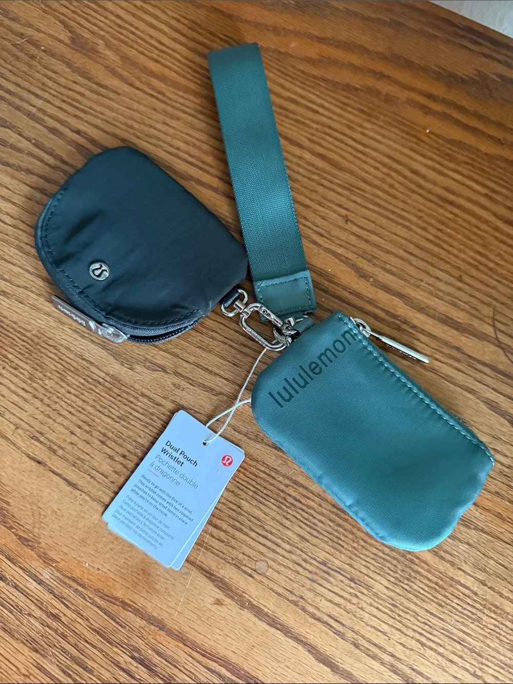 lululemon Teal and Black Dual Pouch Wristlet